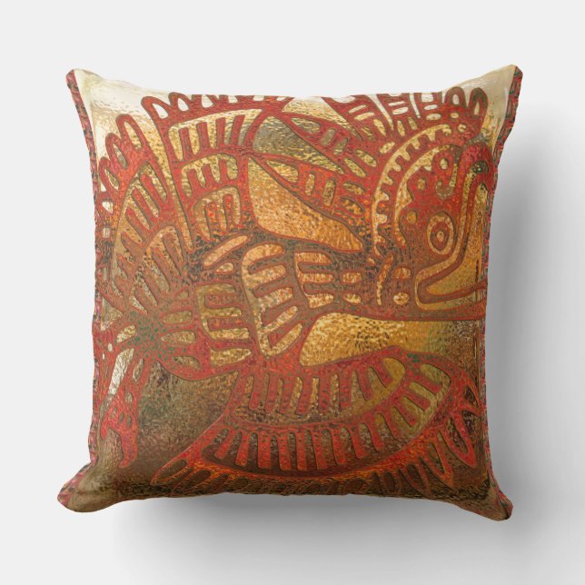 Mexican Phoenix Folk Outdoor Pillow (Front)