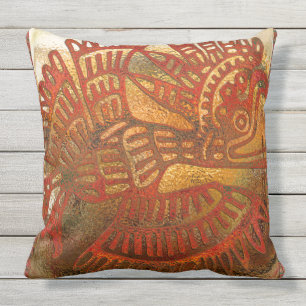 Mexican Phoenix Folk Outdoor Pillow
