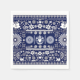 Mexican Picado Blue Navy Paper Wedding Marriage Napkin