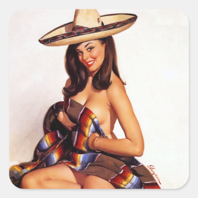 Mexican Pin Up Square Sticker (Front)