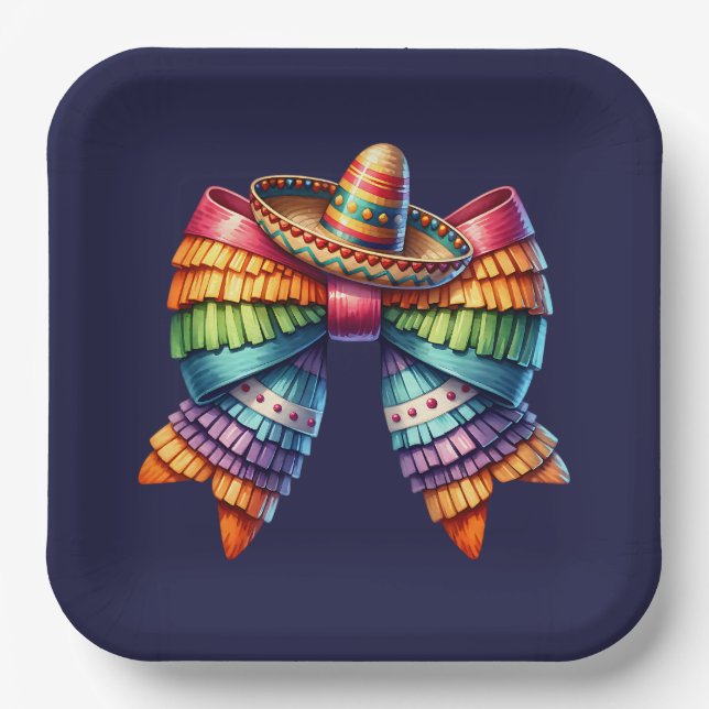 Mexican Pinata Bow  Paper Plate (Front)