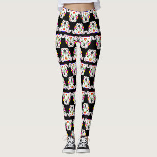 Mexican Pitbull Pattern Black Leggings