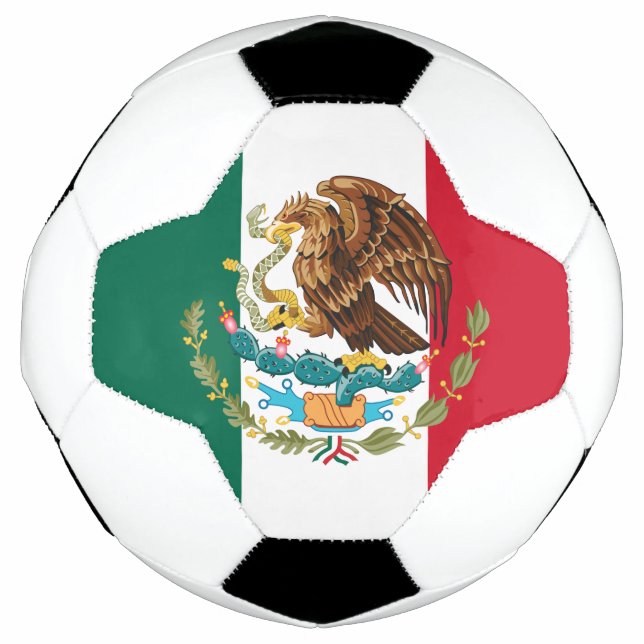 Mexican Pride Futbol: Mexico Flag & Coat of Arms Soccer Ball (Front)