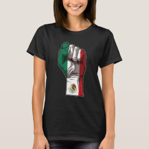 Mexican Pride Raised Fist Mexico Flag Hecho En M T-Shirt
