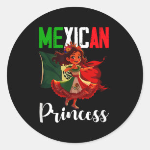 Mexican princess mexican pride flag mexico roots classic round sticker