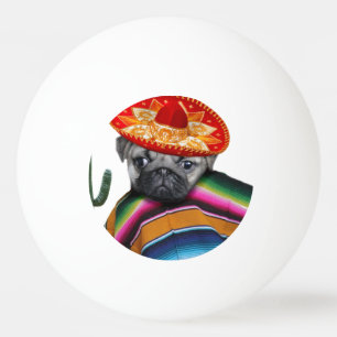 Mexican Pug dog Ping Pong Ball