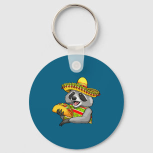 Mexican raccoon cinco de mayo funny cute eating keychain