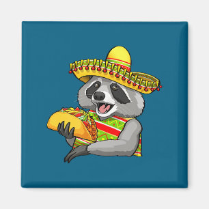 Mexican raccoon cinco de mayo funny cute eating magnet