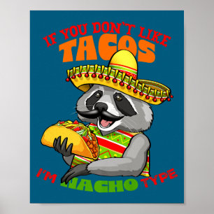 Mexican raccoon cinco de mayo funny cute eating poster