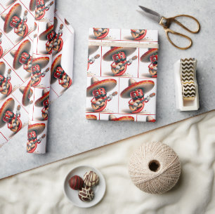Mexican Red Chili Pepper Guitar Player Wrapping Paper