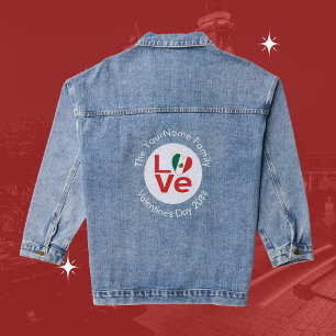 Mexican Red LOVE Flag Personalized  Denim Jacket