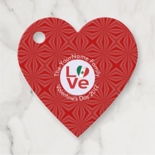 Mexican Red LOVE Flag Personalized  Favour Tags