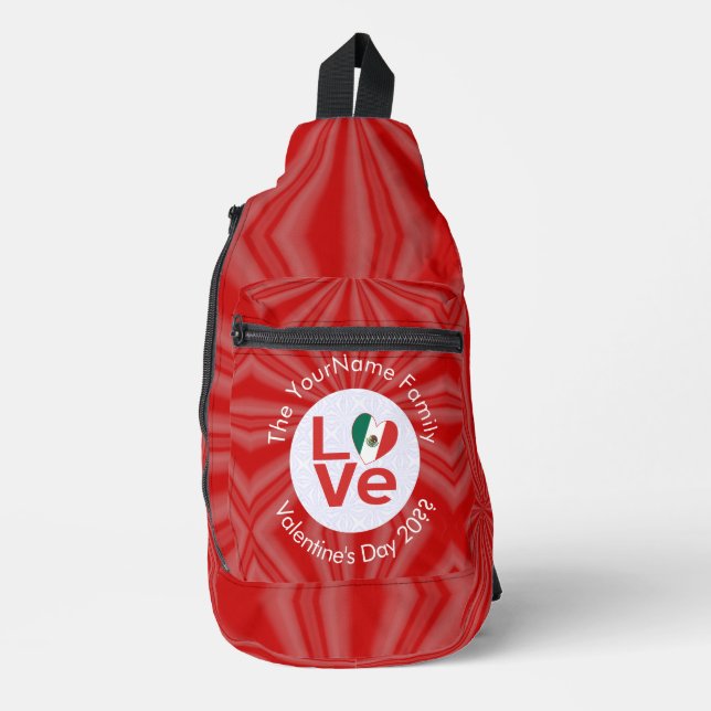 Mexican Red LOVE Flag Personalized  Sling Bag (Front)