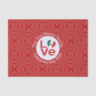 Mexican Red LOVE Flag Personalized  Tissue Paper
