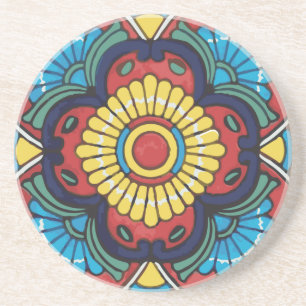 Mexican red talavera tile coaster