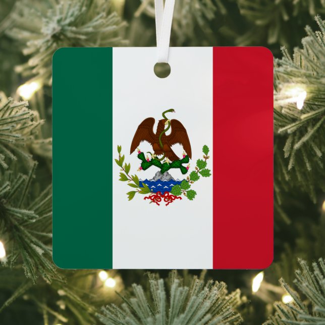 Mexican Republic Flag: 1824-1835, Santa Anna Metal Ornament (Insitu)