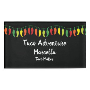 Mexican Restaurant Chili Pepper Design Name Tag