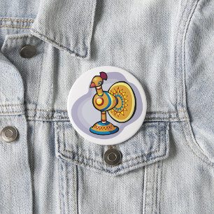 Mexican Rooster Toy 3 Inch Round Button