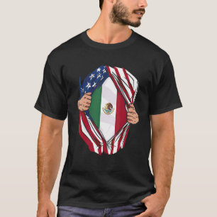 Mexican Roots Grow USA America Mexico Heart Mex Vi T-Shirt