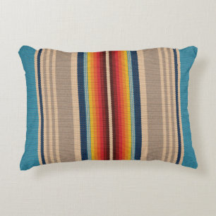 Mexican Rug: Colourful Stripes Seamless. Accent Pillow