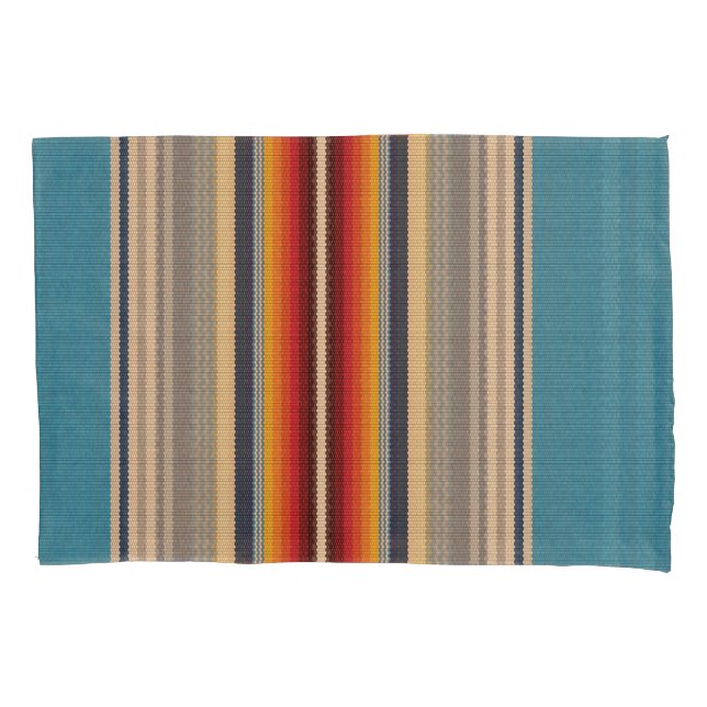 Mexican Rug: Colourful Stripes Seamless. Pillowcase (Front)