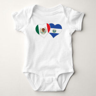 Mexican Salvadorian Flag Heart Mexico El Salvador Baby Bodysuit