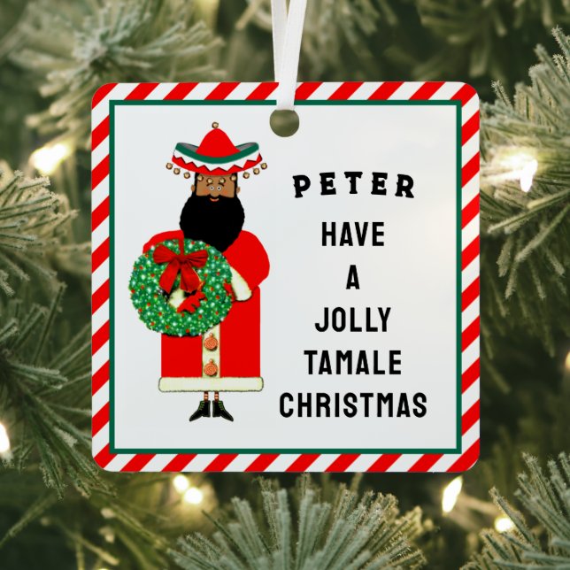 Mexican Santa personalized Metal Ornament (Insitu)