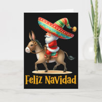 Mexican Santa Riding Donkey Christmas Navidad Mexi