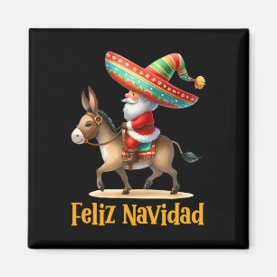 Mexican Santa Riding Donkey Christmas Navidad Mexi Magnet
