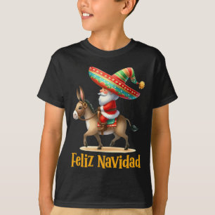 Mexican Santa Riding Donkey Christmas Navidad Mexi T-Shirt