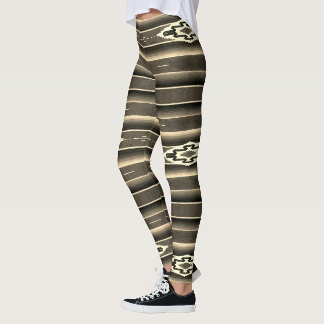 Mexican Sarape Pattern in Sepia Leggings (Left)