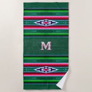 Mexican Sarape Pattern w/o Initial(s) Beach Towel