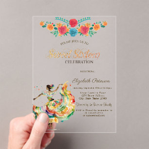 Mexican Senorita Fiesta Flowers Sweet 16   Acrylic Invitations