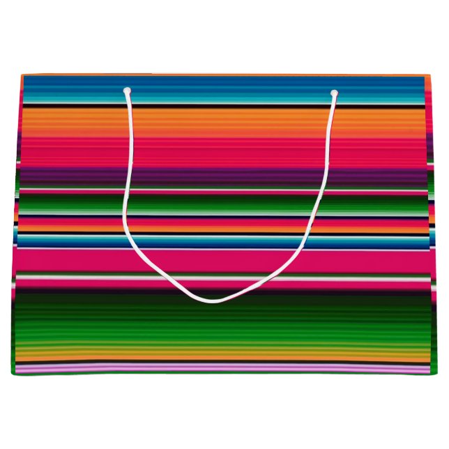 Mexican Serape Blanket Stripes Mexico Colourful Large Gift Bag (Front)