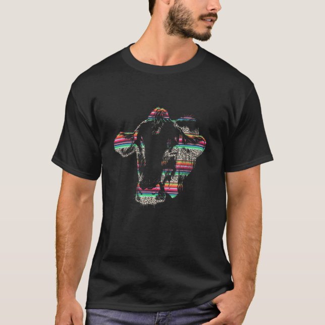 Mexican Serape Pattern Cow Leopard Print Latin Ame T-Shirt (Front)