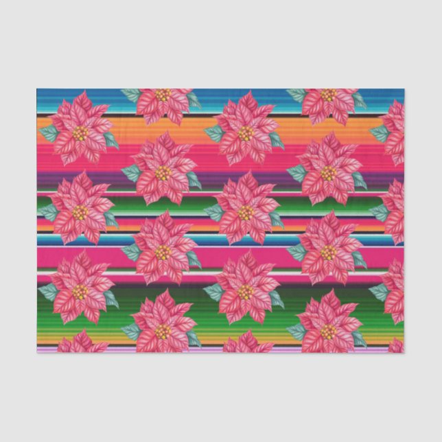 Mexican Serape Poinsettia Mexico Christmas   Tissue Paper (Front)