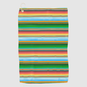 Mexican Serape Stripes Colourful Horizontal Folk Golf Towel