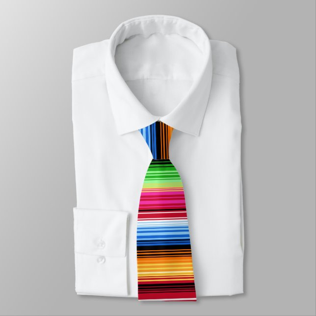 Mexican Serape Stripes, Colourful Tie (Tied)