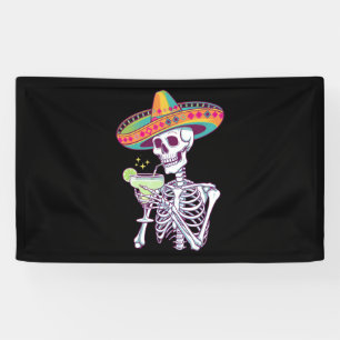 Mexican Skeleton Cinco De Mayo Margarita Fiesta Banner
