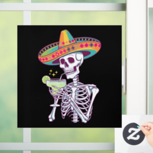 Mexican Skeleton Cinco De Mayo Margarita Fiesta Window Cling