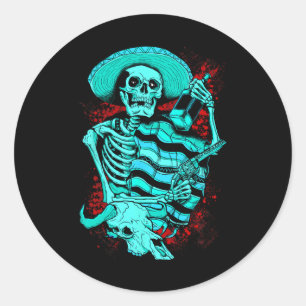 Mexican Skeleton Dead Pistolero Tequila Shirt  Classic Round Sticker
