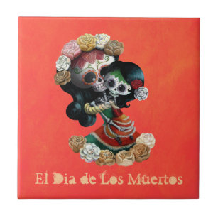 Mexican Skeleton Motherly Love Tile