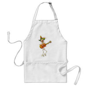 Mexican Skeleton Playing Guitar Standard Apron