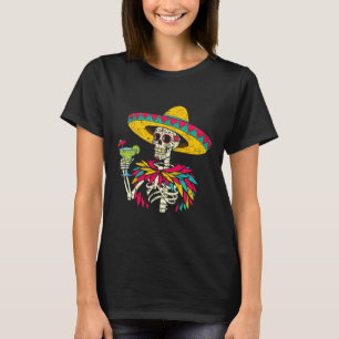 Mexican Skeleton Sombrero Cinco De Mayo Mexican Fi T-Shirt