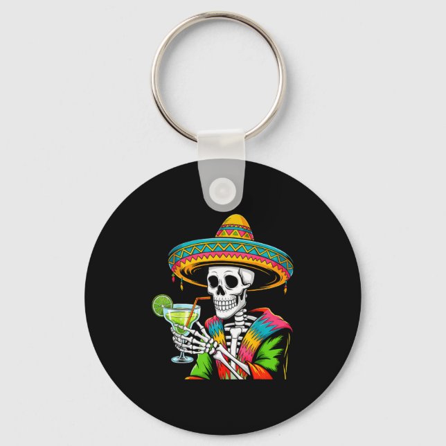 Mexican skeleton sombrero cinco de mayo mexican keychain (Front)