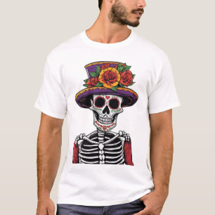 Mexican Skeleton with Purple Hat T-Shirt