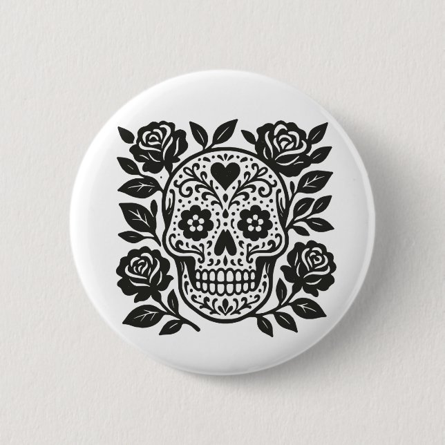 Mexican Skull 2 Inch Round Button (Front)