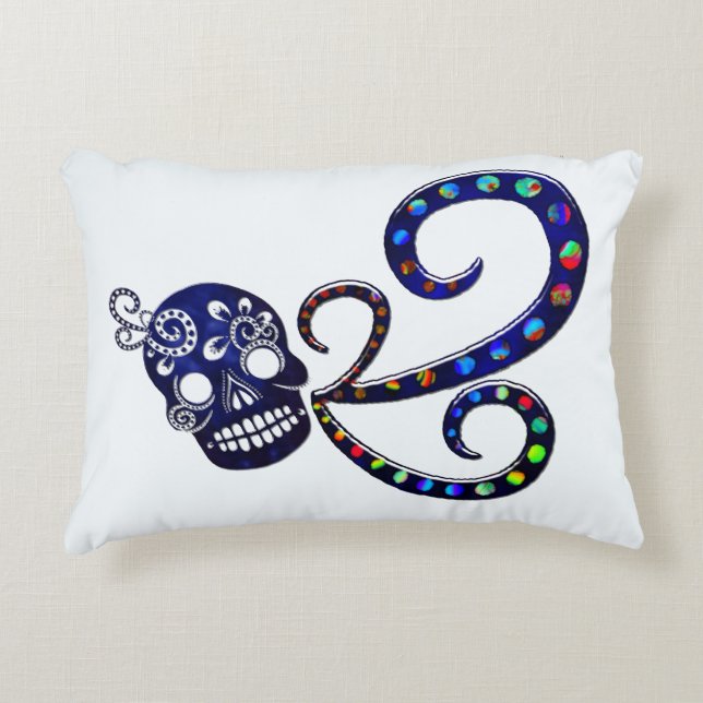 Mexican Skull 3D Festive Decorative Pillow (Front)