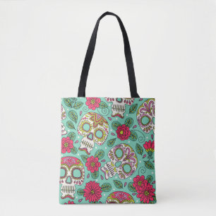 Mexican skull and flowers, seamless. tote bag