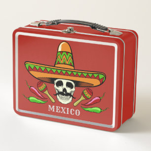 Mexican Skull custom text lunch box